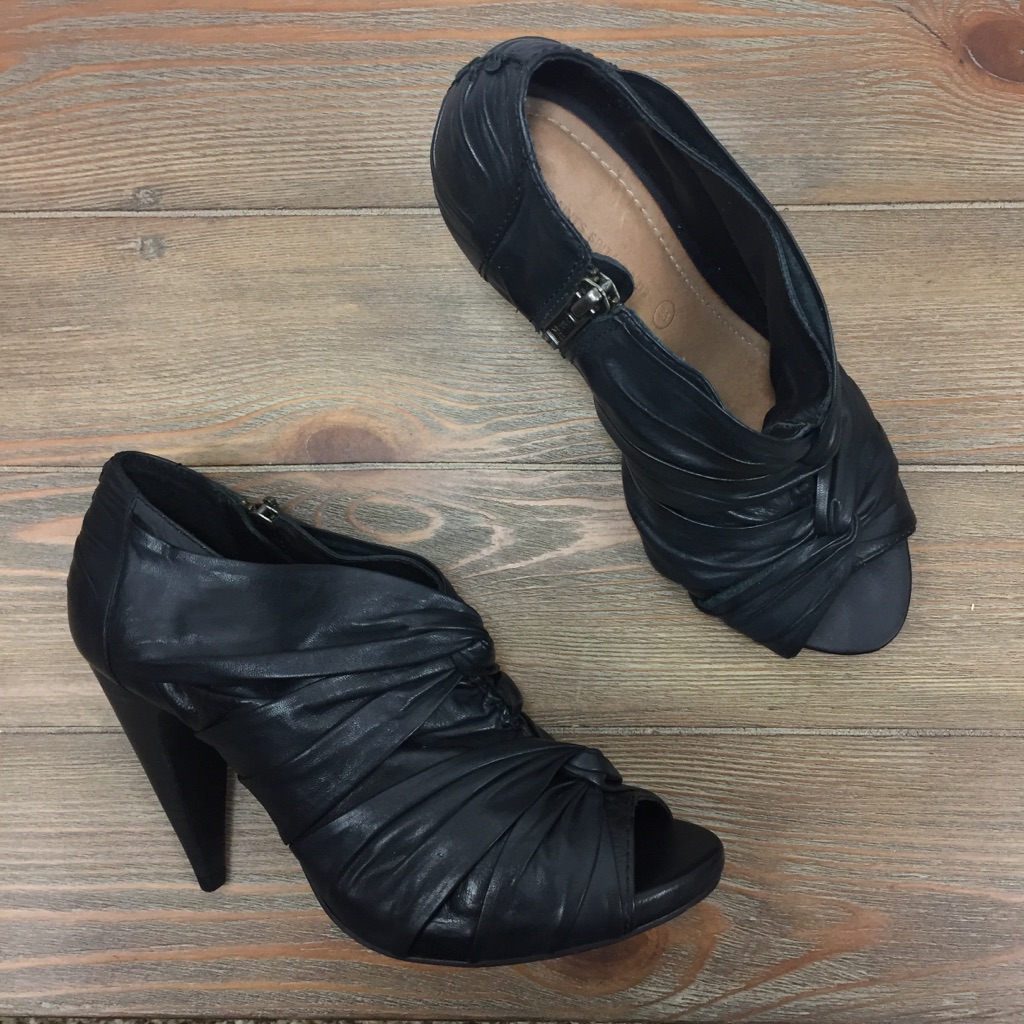 Allsaints Soft Leather Peep Toe Heels Size 38